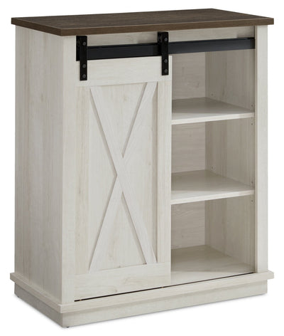 Bristow 31” Accent Cabinet with Shelves and Sliding Barn Door - White Oak | Armoire décorative Bristow de 31 po avec tablettes et porte de grange coulissante - chêne blanc | BRIWHACC