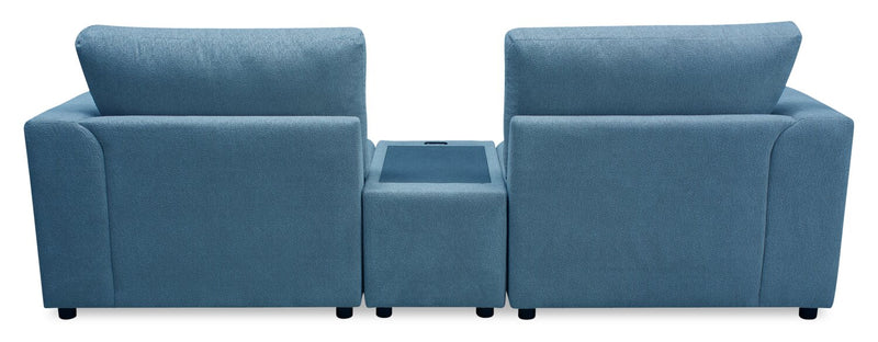 Voyage Modular 3-Piece Fabric Sectional with Console and Removable Back Cushions – Blue