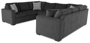 Made in Canada Legend 3-Piece Chenille Fabric Sleeper Sectional - Pepper Grey