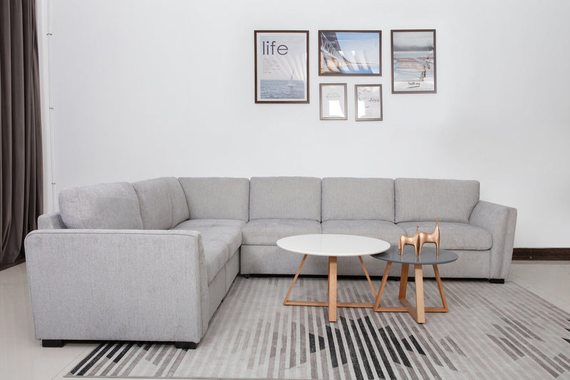 Vault 5-Piece Sectional with Pull-Out Loveseat and Storage Chairs - Grey