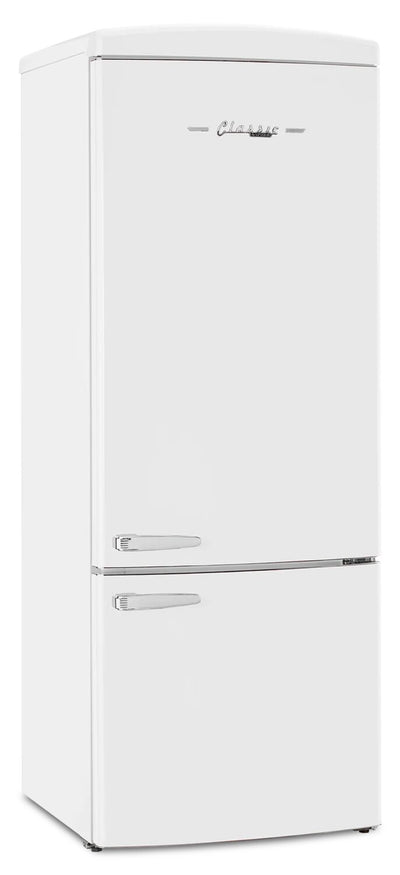 Unique Classic Retro 28" 17 Cu Ft. Bottom Mount Refrigerator - White - UNQ-455L W AC | Réfrigérateur Classic Rétro d’Unique de 28 po et de 17 pi3 à congélateur inférieur - blanc - UNQ-455L W AC