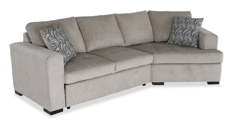 Made in Canada Legend 2-Piece Right-Facing Chenille Fabric Cuddler Sleeper Sectional - Platinum Beige