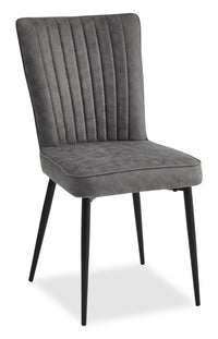 Tavo Dining Chair with Microfibre Polyester Fabric, Metal - Grey 