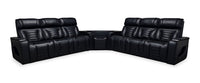 Zen 3-Piece Faux Leather Power Reclining Sectional with Massage and Two Drop-Down Consoles - Black 