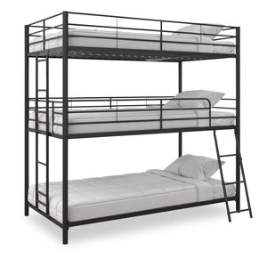 Trey Triple Twin Metal Bunk Bed - Black