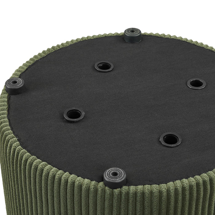 Saskatoon 17\" Round Corduroy Storage Ottoman - Green