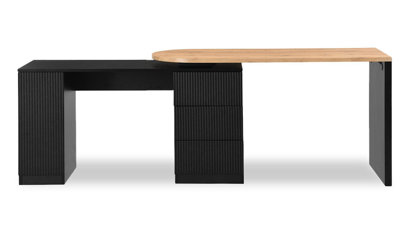 Ridley 55.1\" Convertible L-Shaped Desk with 3-Drawers - Black and Oak