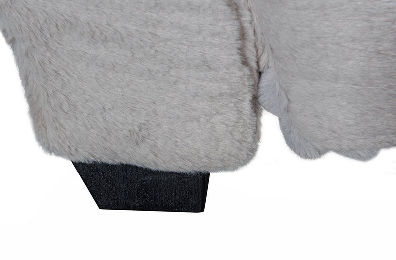 Cleo 26\" Ultra Plush Faux Fur Fabric Chaise Lounge with Accent Pillow - Light Grey