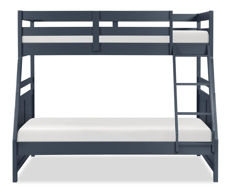 Quinn Bunk Bed with Ladder & Guard Rail for Kids, Blue - Twin/Full