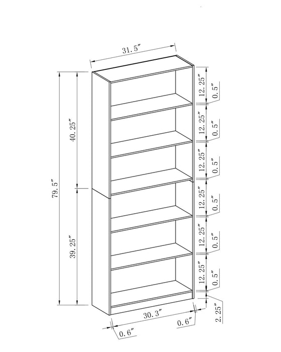 William 31.5\" 6-Shelf Bookcase - White