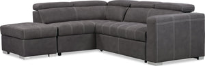 Drake 3-Piece Left-Facing Faux Suede fabric Sleeper Sectional with Storage Ottoman - Cement Grey