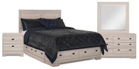 Yorkdale 6pc Bedroom Set with 6-Drawer Storage Bed, Dresser, Mirror & Nightstand, White - Queen Size 
