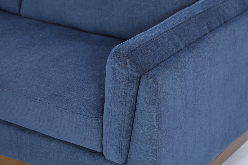 Zara 2-Piece Left-Facing Fabric Sectional with Chaise and Wood Legs - Navy