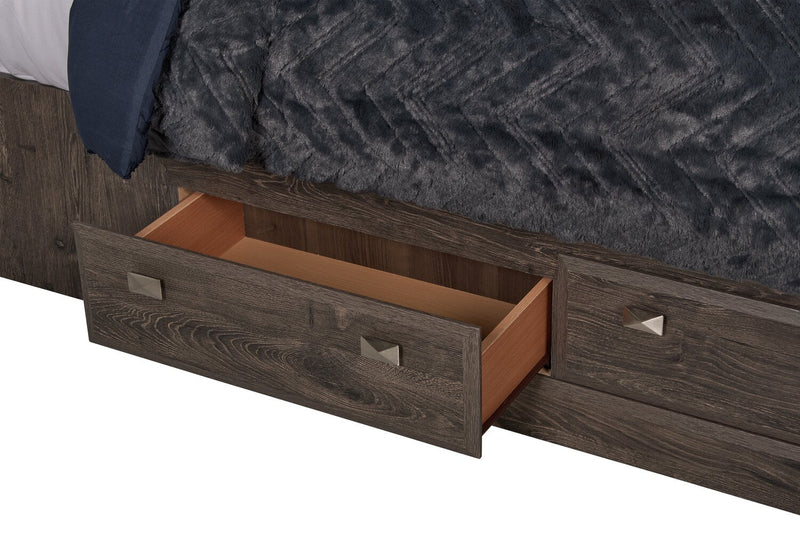 Yorkdale 5pc Bedroom Set with 6-Drawer Storage Bed, Dresser & Mirror, Grey - Full Size