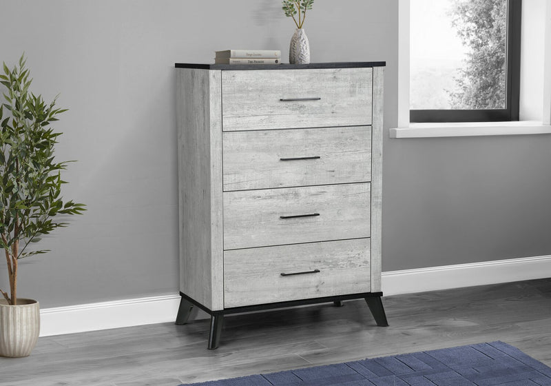 Blake Bedroom Chest of Drawers, 4-Drawer, 33\"W x 45\"H - Grey & Black