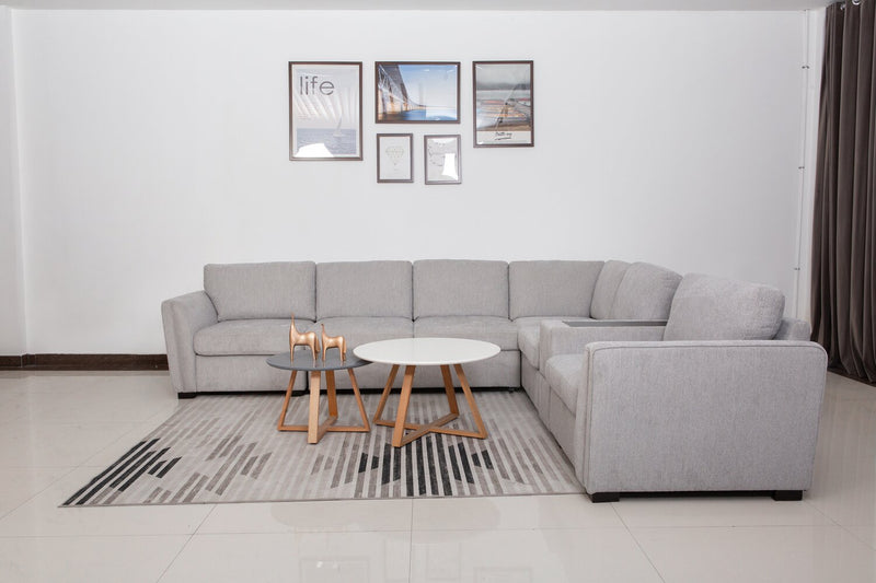 Vault 6-Piece Sectional with Sofa Bed Loveseat and Three Storage Chairs - Grey