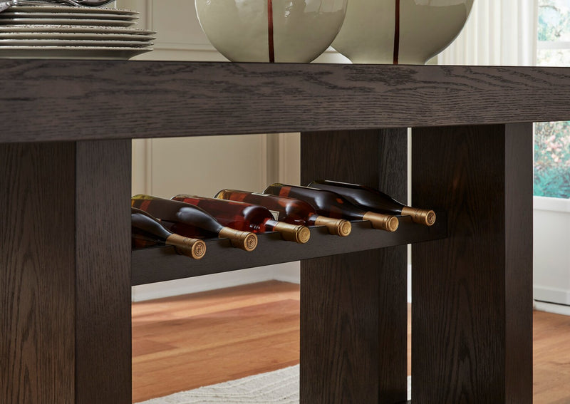 Metro Counter Height Dining Table with Built-in Wine Rack, 66\"W - Brown