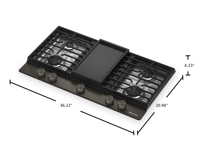 KitchenAid Gas-on-Metal Cooktop with Integrated Wok Grate - Black Ore - KCGK736SBE