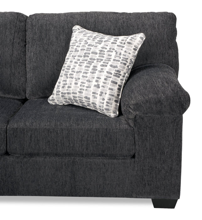 Made in Canada Morgan 2-Piece Left-Facing Chenille Fabric Sectional with Accent Pillows - Grey