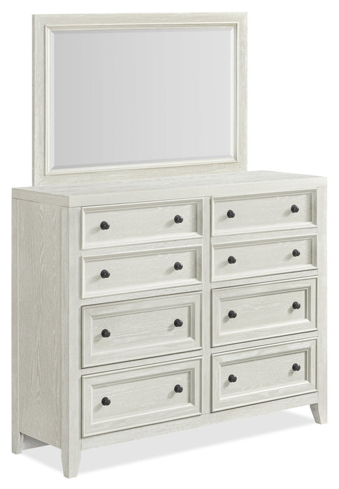 Casa 6pc Bedroom Set with Bed, Dresser, Mirror & Nightstand, White - Queen Size