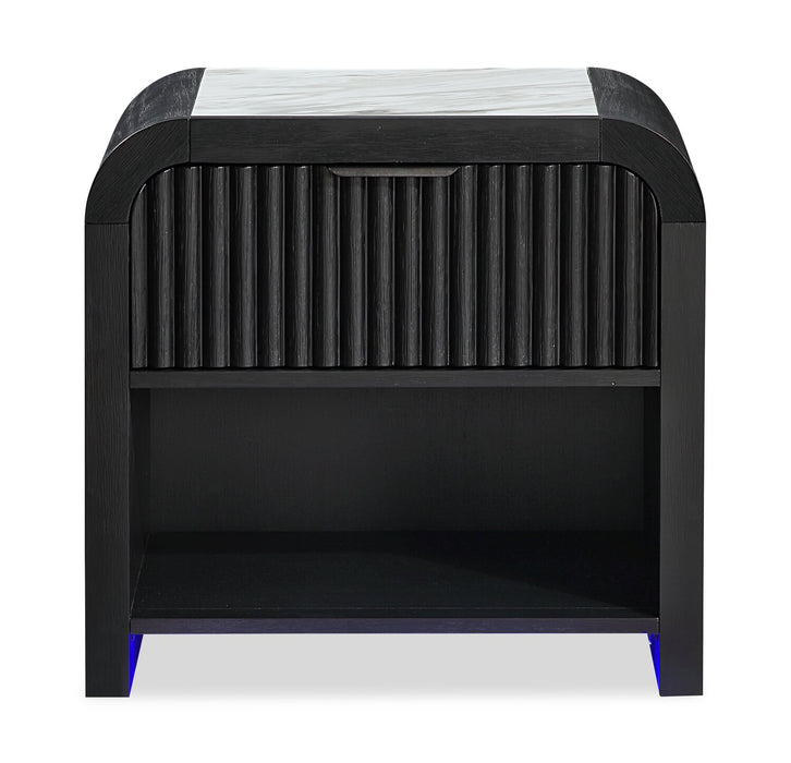 Kaleo 6pc Bedroom Set with Bed, Dresser, Mirror & Nightstand, LED, Modern,  Black - Queen Size