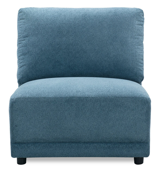 Voyage Modular Fabric Armless Chair with Removable Back Cushions – Blue