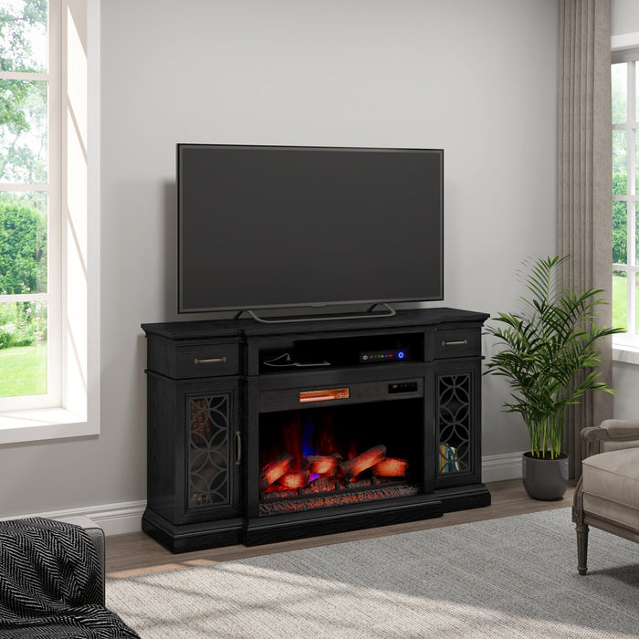 Zenith 64\" Electric Fireplace TV Stand with Storage for TVs up to 70\" - Black
