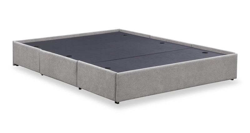 Amos Upholstered Storage Bed in Grey Fabric with Channelled Headboard & 3 Built-in Drawers - Queen Size