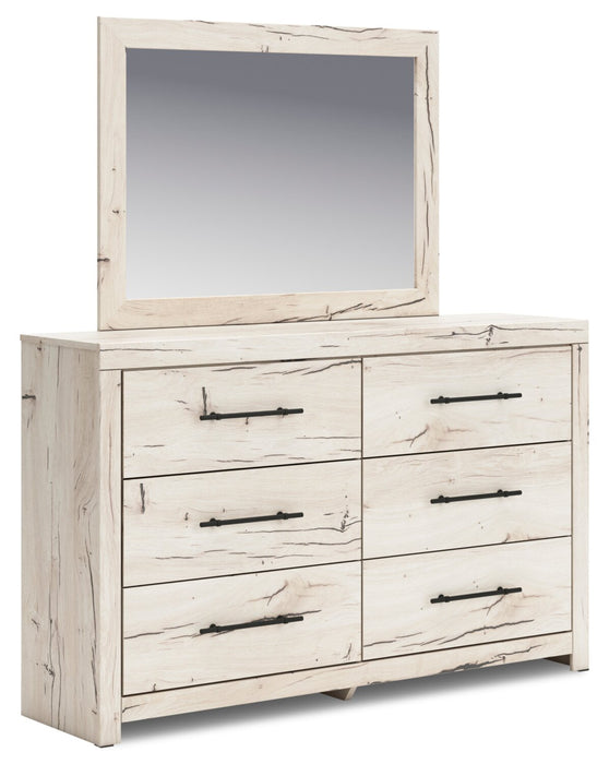 Derekson 6pc Bedroom Set with Side Storage Bed, Dresser, Mirror & Nightstand, Rustic White - Twin Size
