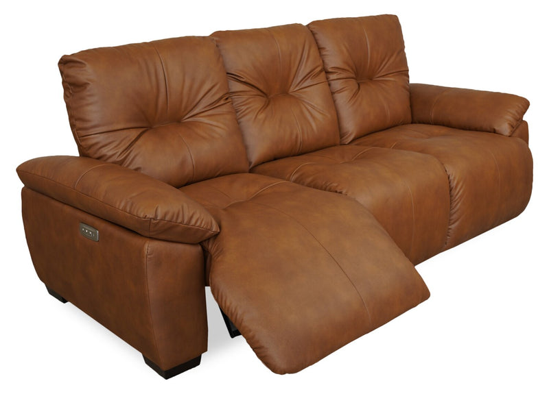 Bello 91.7\" Leather-Look Fabric Power Reclining Sofa - Brown