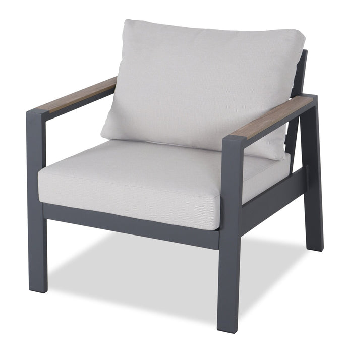 Tuscany  4-Piece Outdoor Patio Set with Sofa, 2 Chairs & Coffee Table - Metal, UV & Weather Resistant - Beige/Black