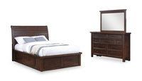 Sonoma 5pc Bedroom Set with Storage Bed, Dresser & Mirror, Mango Brown - Full Size 