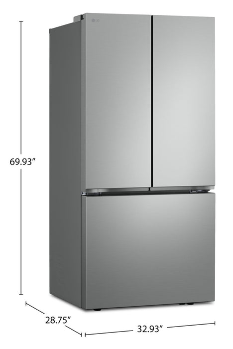 LG 33\" 21 Cu. Ft. French 3-Door Refrigerator – Fingerprint Resistant Stainless Steel - LF21C6000V