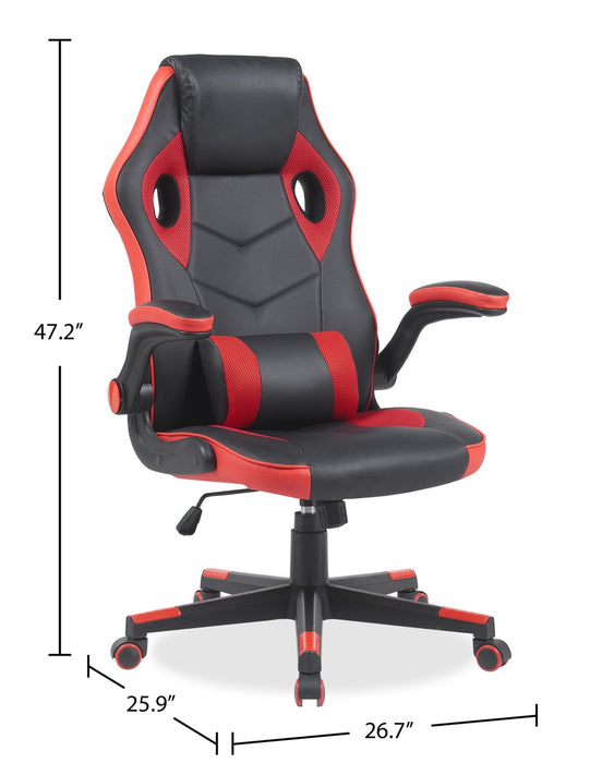 Phoenix  26.7\" Ergonomic Gaming Chair with Lumbar Cushion - Black & Red