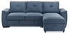 Eden 2-Piece Blue Linen-Look Fabric Sleeper Sectional with Storage Chaise and Removable Back Cushions