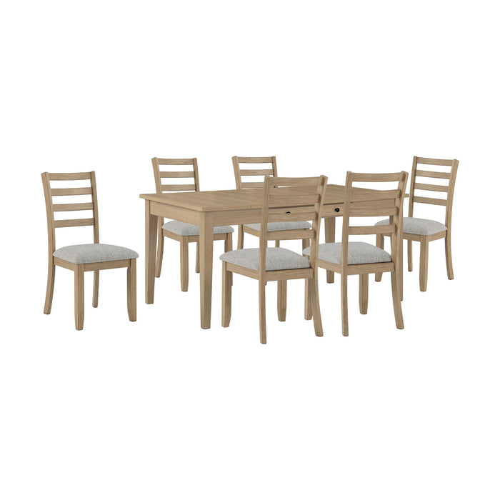 Cove Dining Table with Storage Drawers, Melamine, 66\"W - Natural/Grey