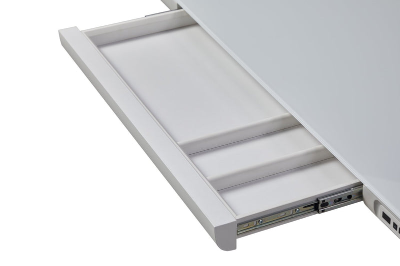 Metro 47.24” Height-Adjustable Office Desk with Storage and USB Ports - White