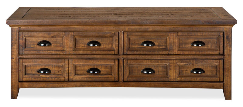 Hanson 50” Traditional Pine Lift Top Coffee Table with Storage and Casters - Toasted Nutmeg