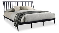 Milan Platform Bed with Headboard & Frame,  Mid-Century Modern, Black - King Size 