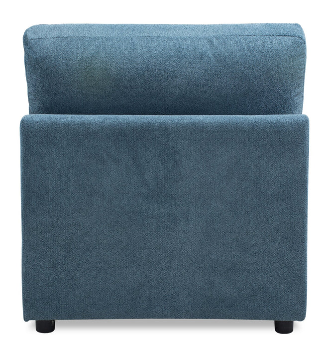 Voyage Modular Fabric Armless Chair with Removable Back Cushions – Blue