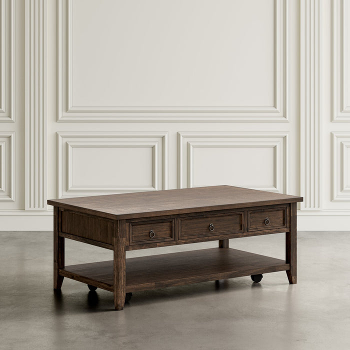 Branson 48\" Lift Top Coffee Table with Storage and Casters - Dark Brown