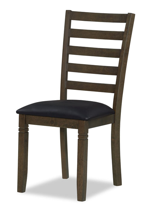 Devon Dining Chair with Vegan Leather Fabric, Wood - Dark Brown
