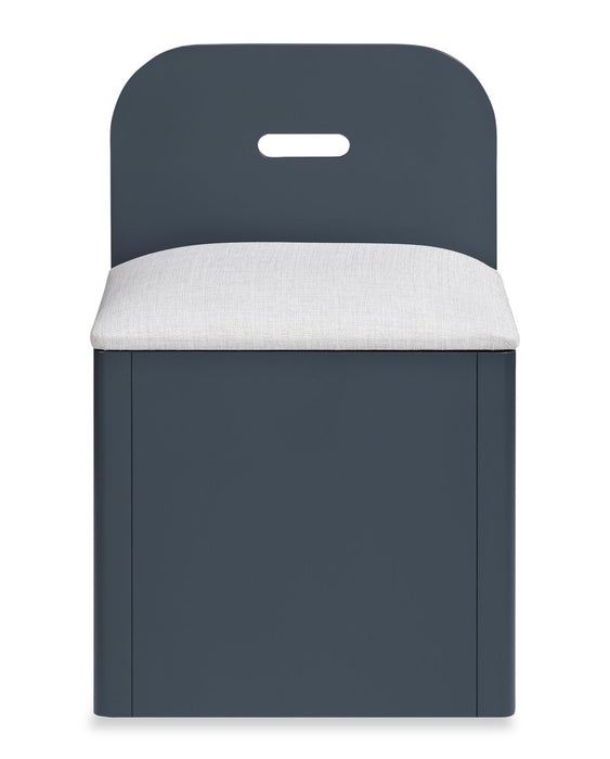 Quinn Platform Bed with Bookcase Headboard, Built-in Desk & Stool, Blue - Full Size