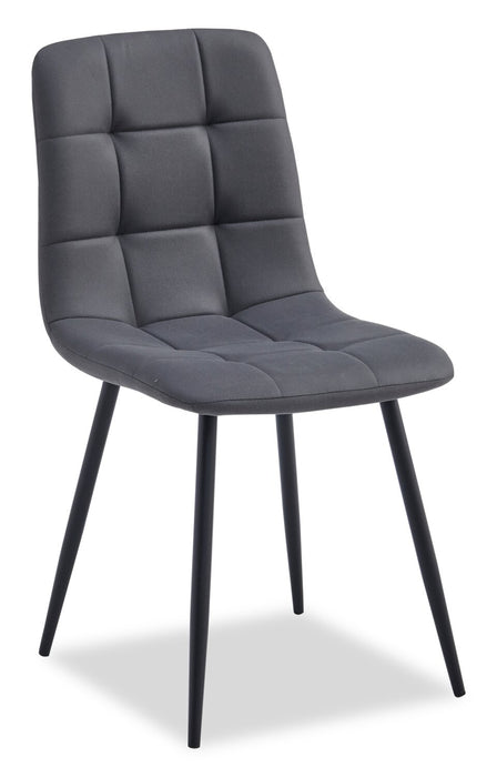 Arlo 7pc Dining Set with Table & 6 Charcoal Chairs, Sintered Stone & Metal, 55\"W - Charcoal & Grey/Black