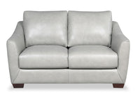 Royce Genuine Leather Loveseat - Dove Grey 