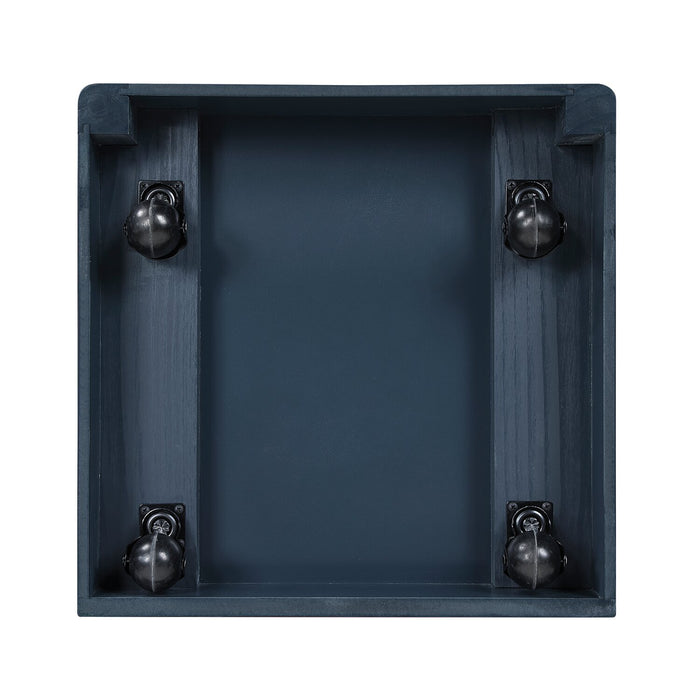 Quinn Platform Bed with Bookcase Headboard, Built-in Desk & Stool, Blue - Twin Size