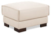 Citadel 28\" Top-Grain Genuine Leather Ottoman with Wood Legs - Frost White