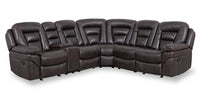 Leo 6-Piece Leath-Aire® Fabric Reclining Sectional - Walnut 