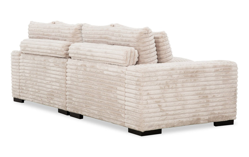 Alto 2-Piece Ultra Plush Faux Fur Fabric Sectional with Dual Cupholders and USB Ports - Mink Taupe