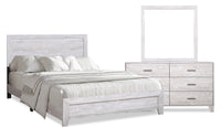 Arbor 5pc Bedroom Set with Panel Bed, Dresser & Mirror, Driftwood White  - King Size 